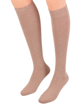 Bonnie Doon Cotton Knee High Socks taupe heather