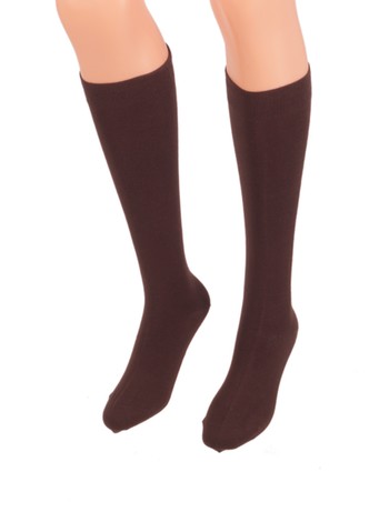 Bonnie Doon Cotton Knee High Socks dark brown