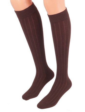 Bonnie Doon 7x1 Ribbed Knee High Socks dark brown