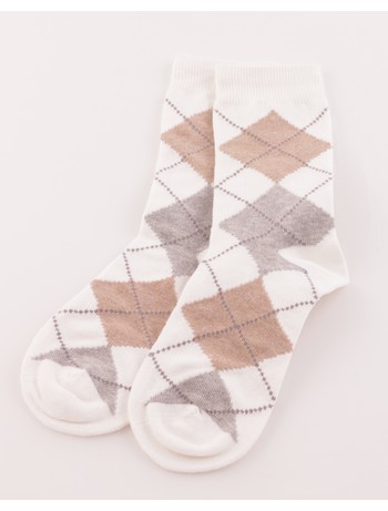 Bonnie Doon Argyle Socks for Children off white