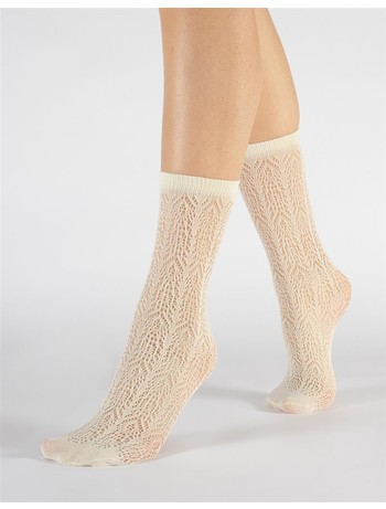 Cette Fashion Lace Fishnet Socks off white