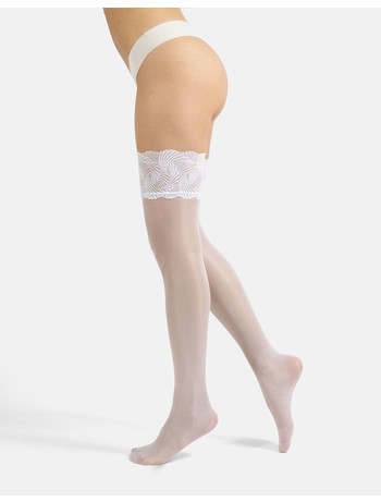 Cette Versailles Satin Halterloser Strumpf white