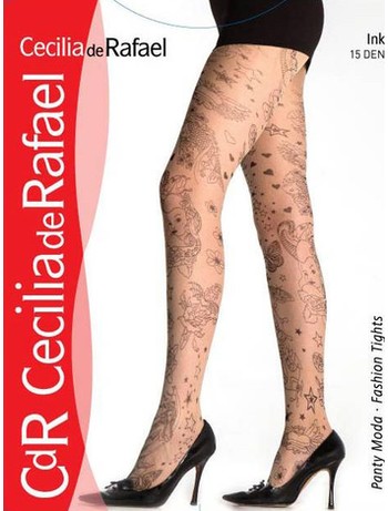 Cecilia de Rafael Ink tights with Allover-Tattoo-Pattern 