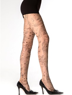 Cecilia de Rafael Ink tights with Allover-Tattoo-Pattern