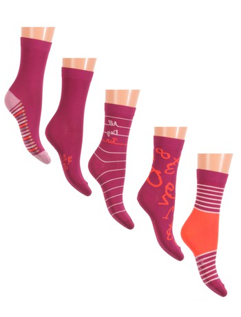 Esprit School Fun Kid's Socks 5-Pack cranberry