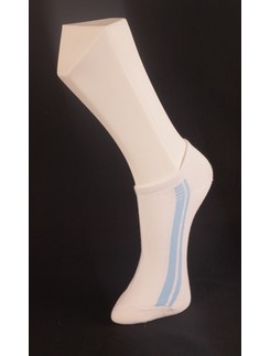 Giulia White Sneaker Socks with Blue Stripes