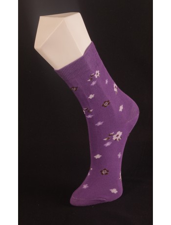 Giulia Floral Print Cotton Socks violet