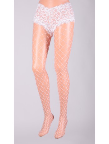 Leg Avenue net pantyhose with lace boy short white