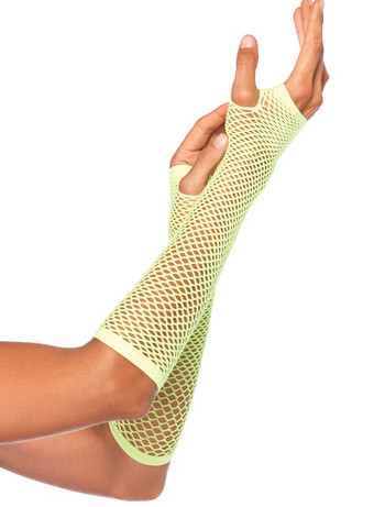 Leg Avenue Fingerless Fishnet Gloves neon green