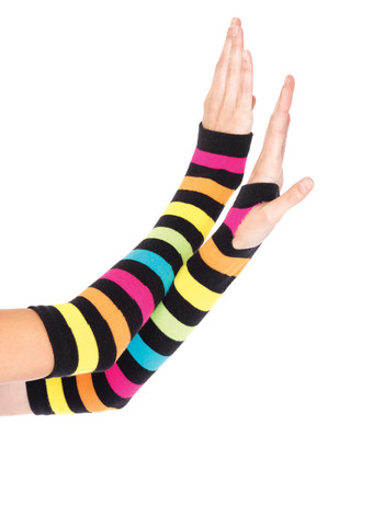 Leg Avenue Neon Rainbow Gauntlet Gloves multicolor