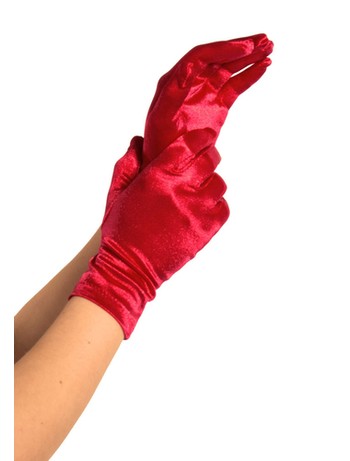 Leg Avenue Satin Wrist Length Gloves red