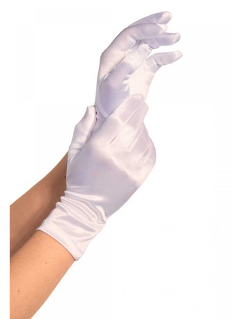Leg Avenue Satin Wrist Length Gloves white