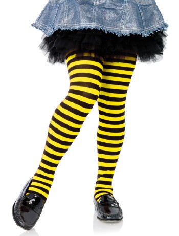 Leg Avenue Girls Stripe Tights black-yellow