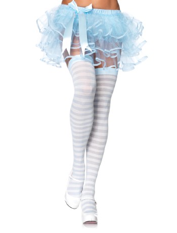 Leg Avenue Opaque Striped  Thigh Highs ivory-blue