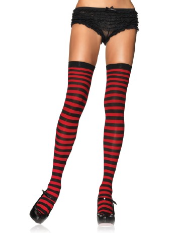 Leg Avenue Opaque Striped  Thigh Highs black-red