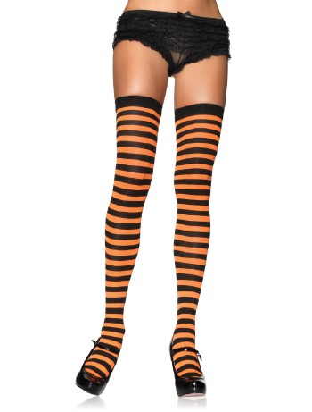 Leg Avenue Opaque Striped  Thigh Highs black-orange