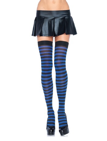 Leg Avenue Opaque Striped  Thigh Highs black-blue
