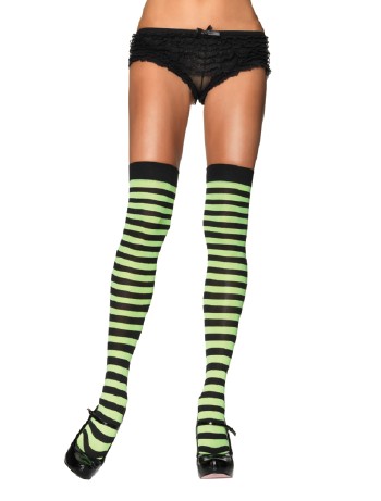 Leg Avenue Opaque Striped  Thigh Highs black-neonyellow