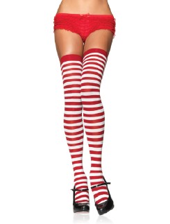 Leg Avenue Opaque Striped  Thigh Highs