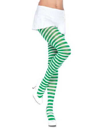 Leg Avenue opaque Striped Tights white-kelly green