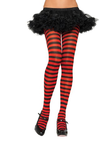 Leg Avenue opaque Striped Tights black-red