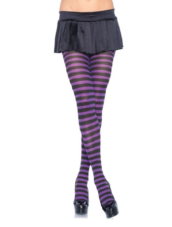 Leg Avenue opaque Striped Tights black-purple