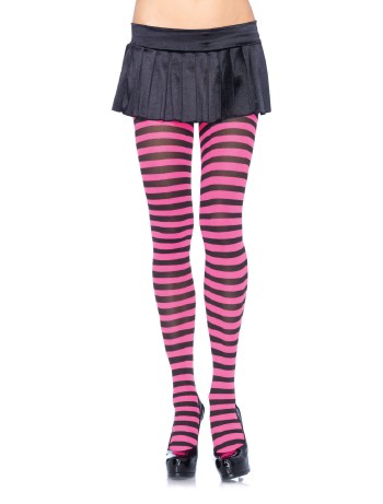 Leg Avenue opaque Striped Tights black/neonpink