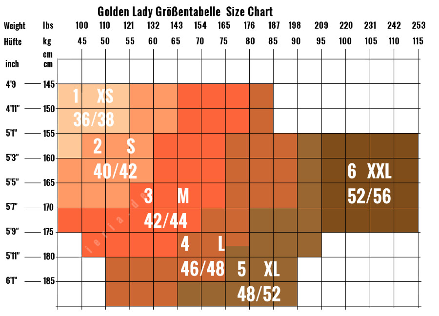 On The Go Hosiery Size Chart