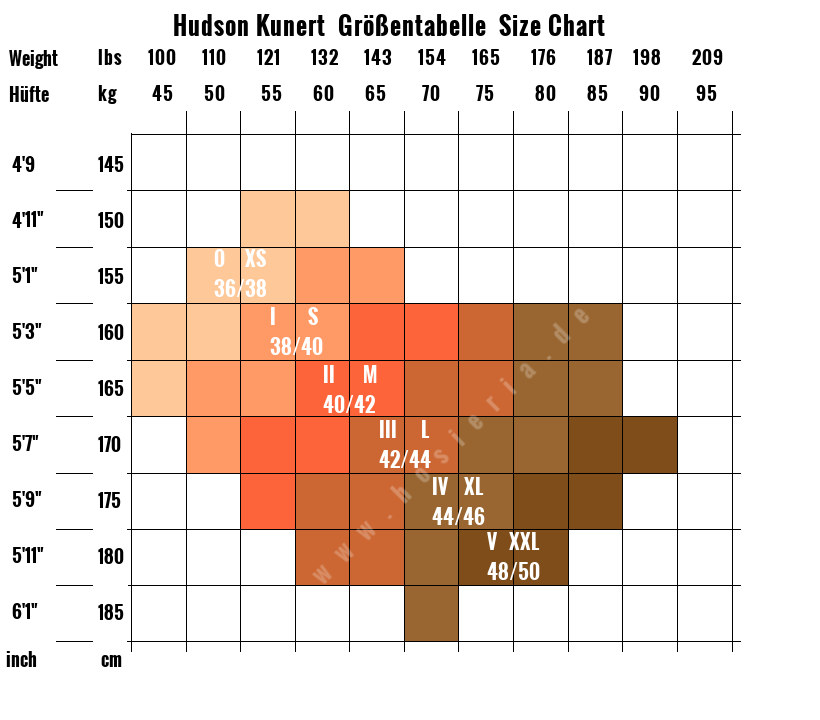 Hudson Size Chart